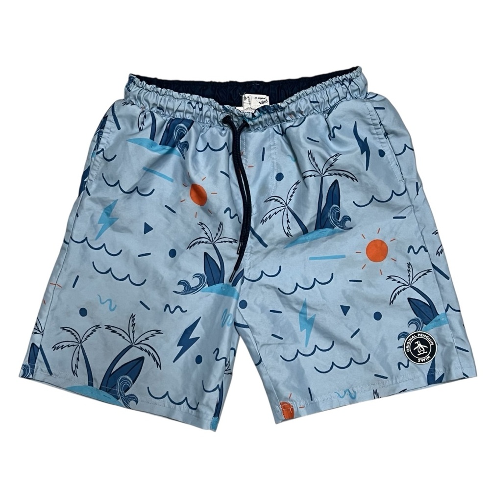 Original Penguin Boy’s Surf Print Swim Trunks Size Large (10/12)